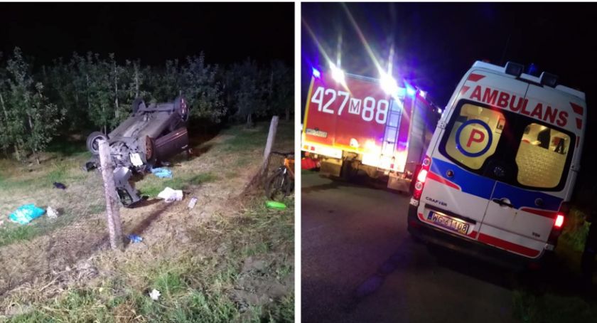 Wypadek – Kobieta zasnęła za kierownicą, samochód dachował