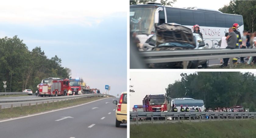 Osobówka uderzyła w autobus z Ukrainy i barierki