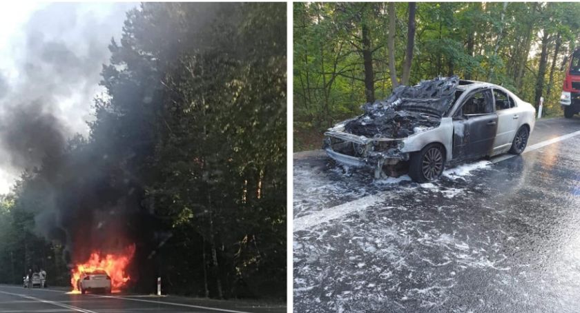 Volvo w płomieniach – Pożar samochodu na DW 801