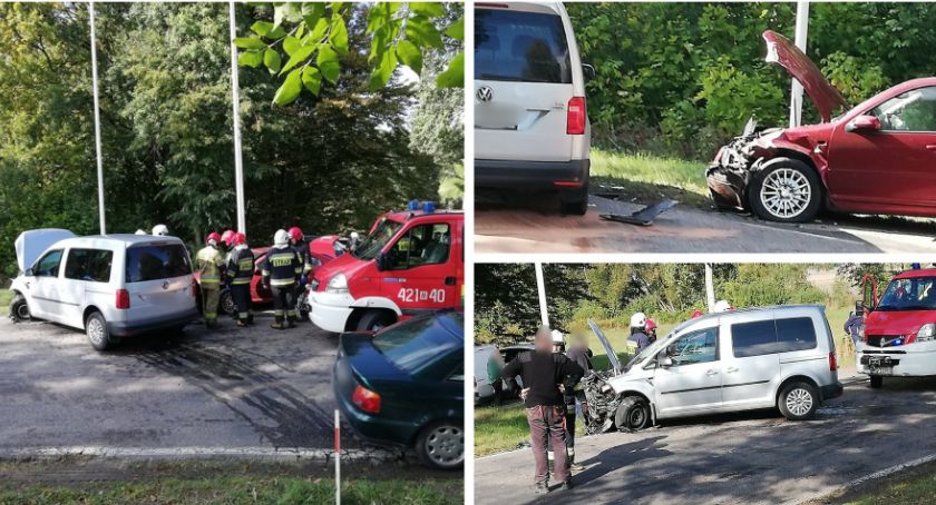 Czołowe zderzenie samochodów w Sobolewie