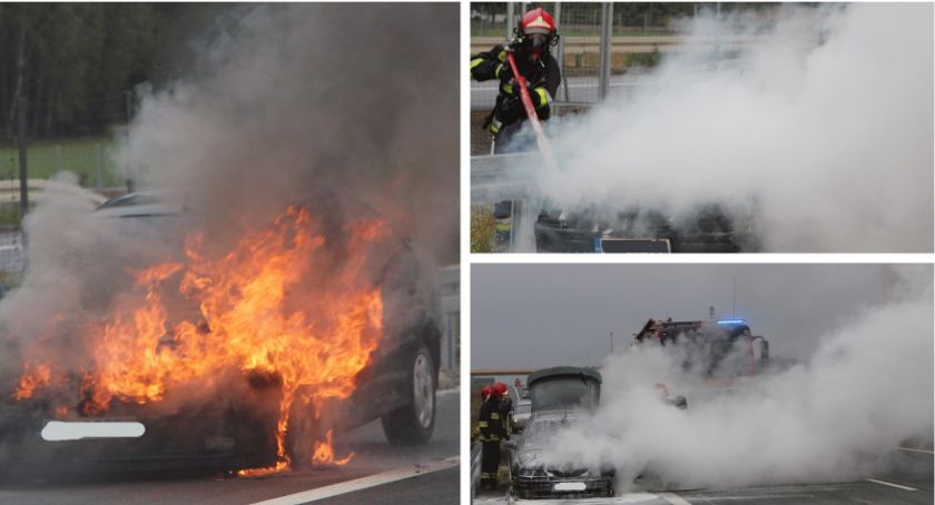 Pożar samochodu na drodze S17