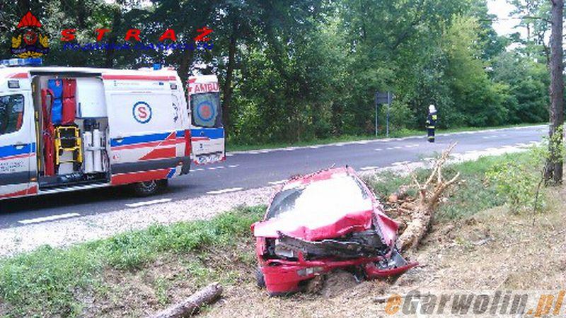 Tarnów: zjechał z jezdni i uderzył w drzewo