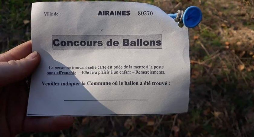 Znalazła balon z listem z Francji 