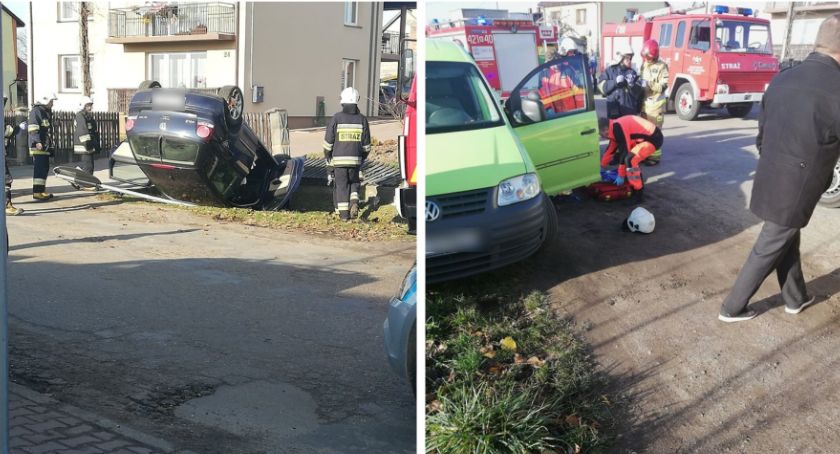 Wypadek na DW 807 – Jeden samochód dachował