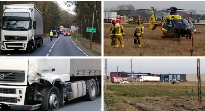 Poważny wypadek na DK76 – Motocyklista zderzył się z ciężarówką – Przyleciał LPR