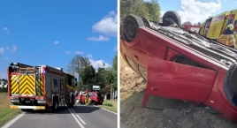 Opel na dachu. Pasażerka w szpitalu