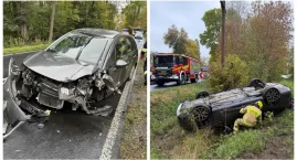 Wypadek na DK 76 – Zderzenie, dachowanie i jedna oso…