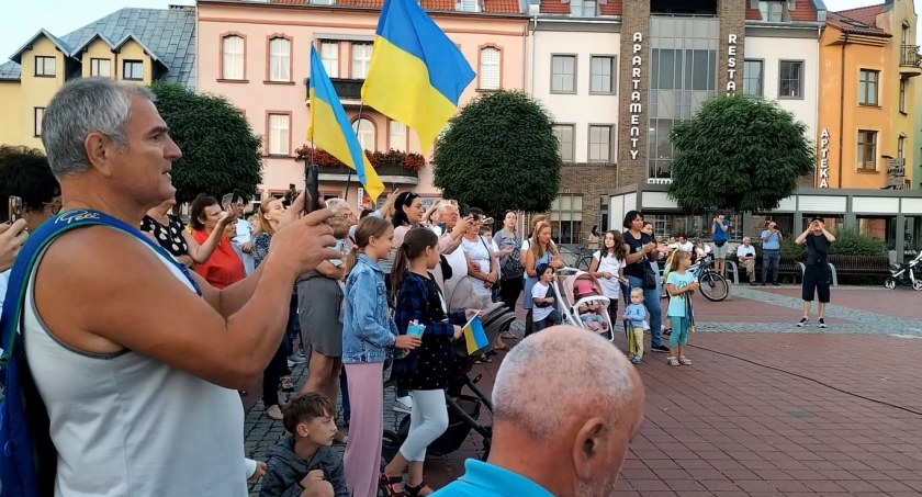 Obchody Dnia Niepodległości Ukrainy na rynku w Bytowie