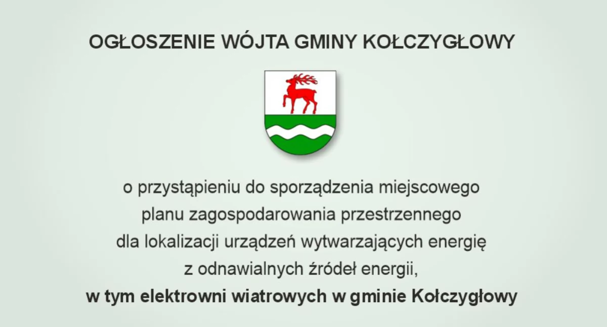 OGŁOSZENIE WÓJTA GMINY KOŁCZYGŁOWY