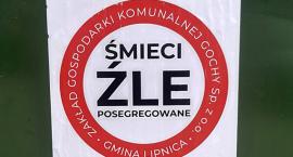 Nalepka za złą segregację śmieci
