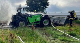 Pożar ładowarki teleskopowej w Kozach