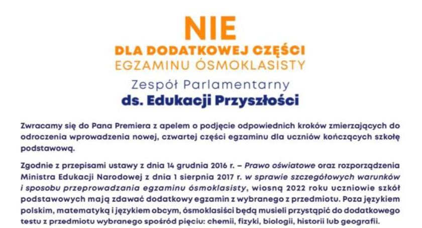 Nie dla dodatkowego egzaminu