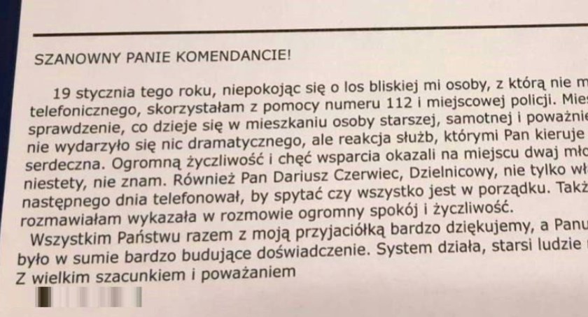 Podziękowania dla inowrocławskich policjantów od poznanianki