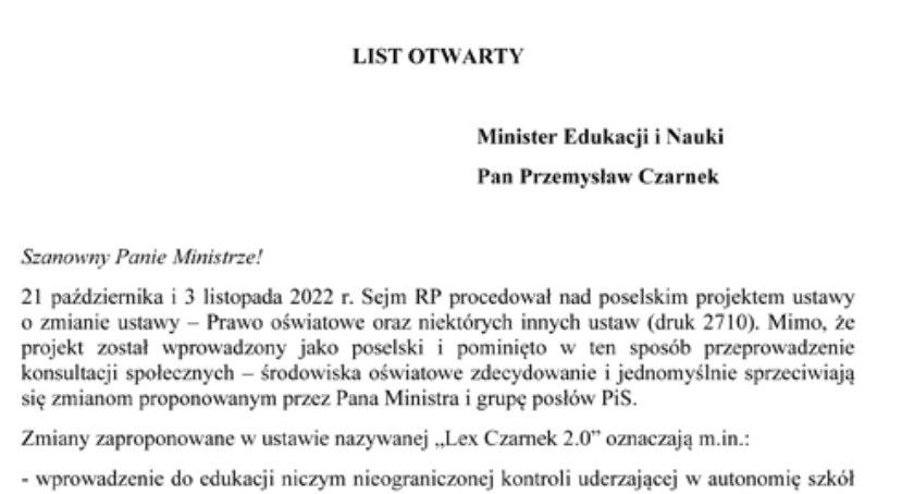 List otwarty inowrocławskich radnych do Ministra Przemysława Czarnka
