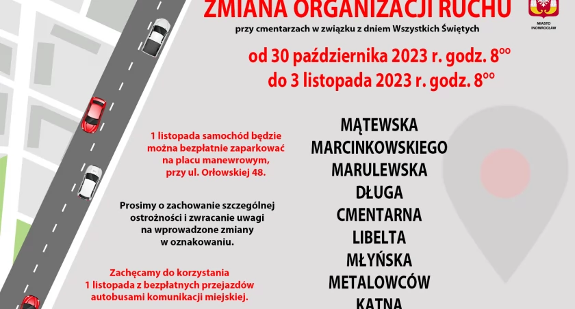 Zmiana organizacji ruchu przy cmentarzach