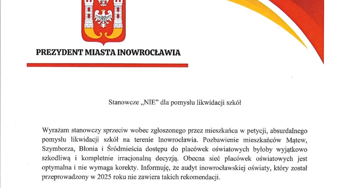 Stanowcze NIE dla pomysłu likwidacji szkół 