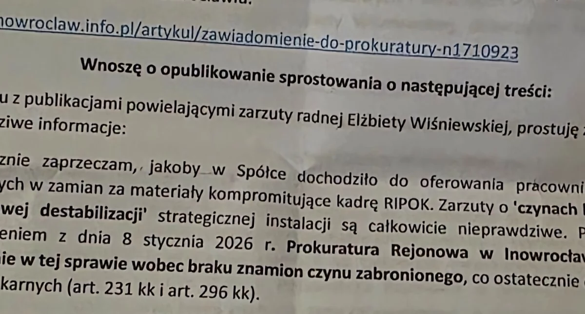 Sprostowanie Anny Szczepaniak i Leszka Sienkiewicza