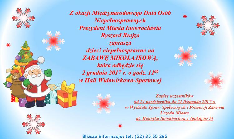 Zabawa Mikołajkowa dla niepełnosprawnych dzieci