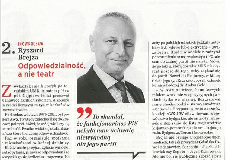 Ryszard Brejza drugim prezydentem w Polsce w rankingu „Newsweeka”