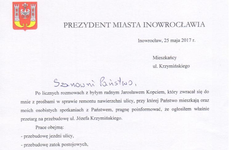 Kolejny kandydat na radnego oburzony listem od prezydenta