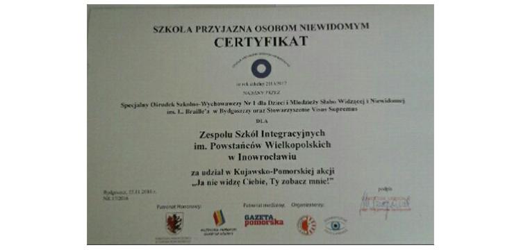 Zespół Szkół Integracyjnych - szkoła przyjazną osobom niewidomym