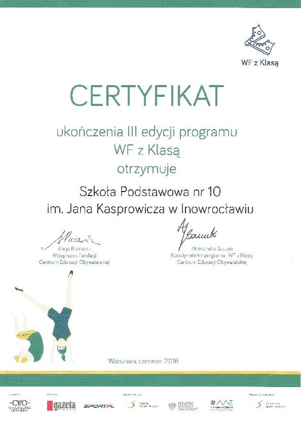 SP 10 z certyfikatem Wf z klasą