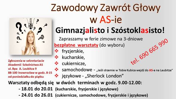 AS zaprasza na warsztaty