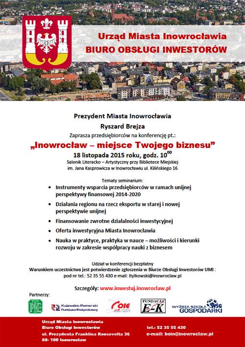 Inowrocław - miejsce Twojego Biznesu, konferencja dla przedsiębiorców