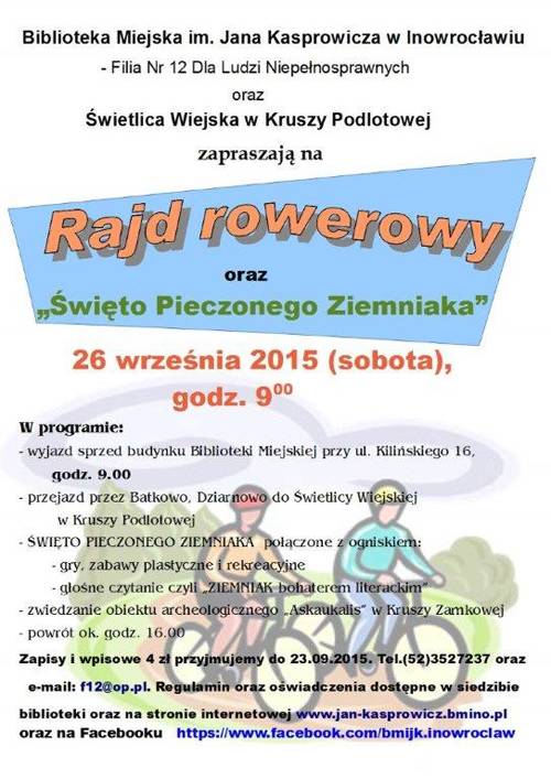 Po pieczonego ziemniaka z książką na rowerze
