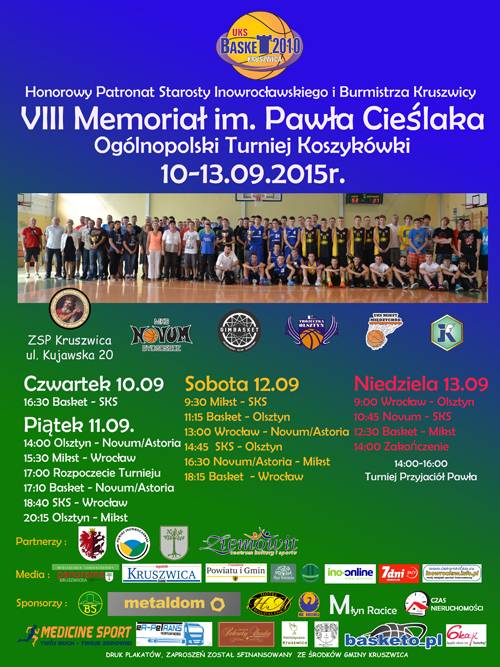 Koszykarze zagrają w memoriale Pawła Cieślaka