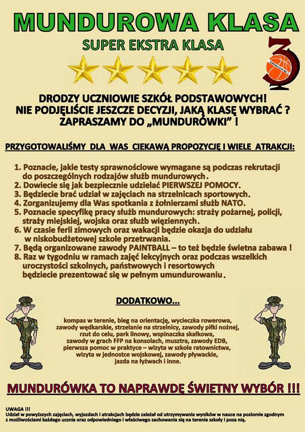 Klasa mundurowa w Gimnazjum nr 3