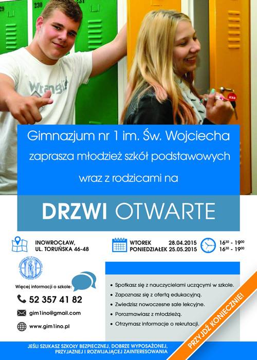 Szóstoklasisto! Drzwi Otwarte w Gimnazjum nr 1