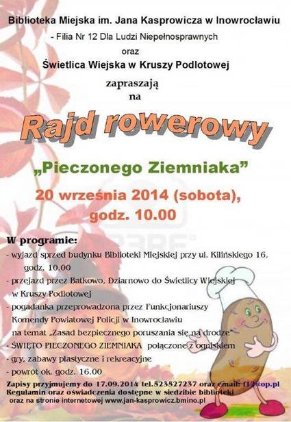 Biblioteka zaprasza na rajd rowerowy
