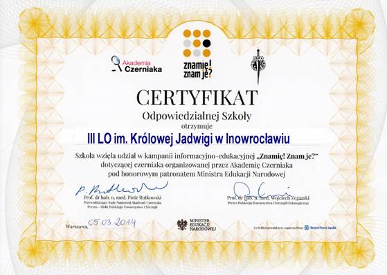 III LO z certyfikatem