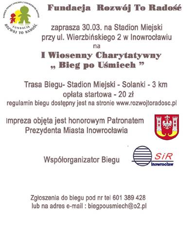 I Wiosenny Charytatywny „Bieg po Uśmiech”
