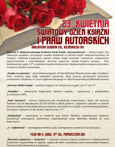 23 kwietnia Światowy Dzień Książki i Praw Autorskich