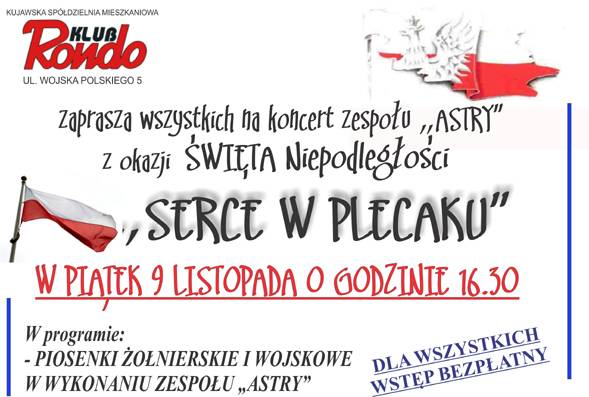 Serce w plecaku z okazji święta niepodległości