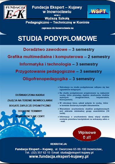Studia podyplomowe w Fundacji Ekspert-Kujawy