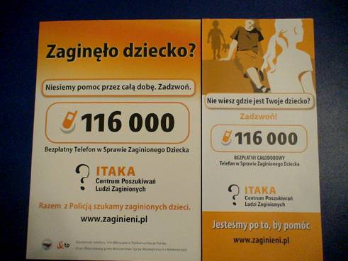Telefon w sprawie zaginionego dziecka.