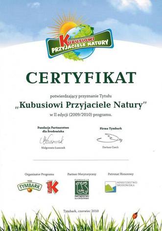 Tutuł Kubusiowi Przyjaciele Natury zdobyty