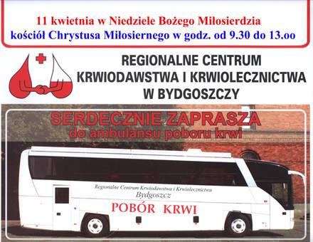 W niedzielę będzie można oddać krew