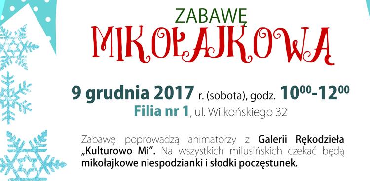 Biblioteka zaprasza na zabawę mikołajkową