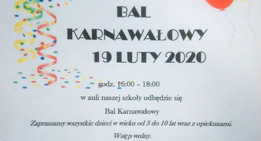 Zapraszamy na bal karnawałowy