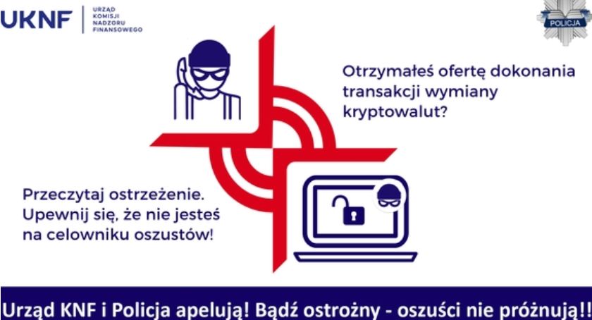 KNF i policja ostrzegają przed oszustwami na kryptowaluty
