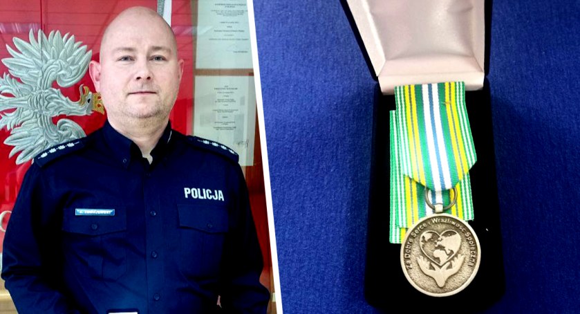 Medal „Za dobre serce i wrażliwość społeczną” dla dyżurnego płońskiej komendy
