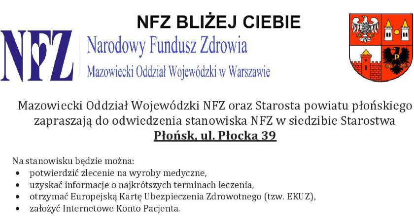Przez cztery wrześniowe piątki mobilne stanowisko NFZ w starostwie