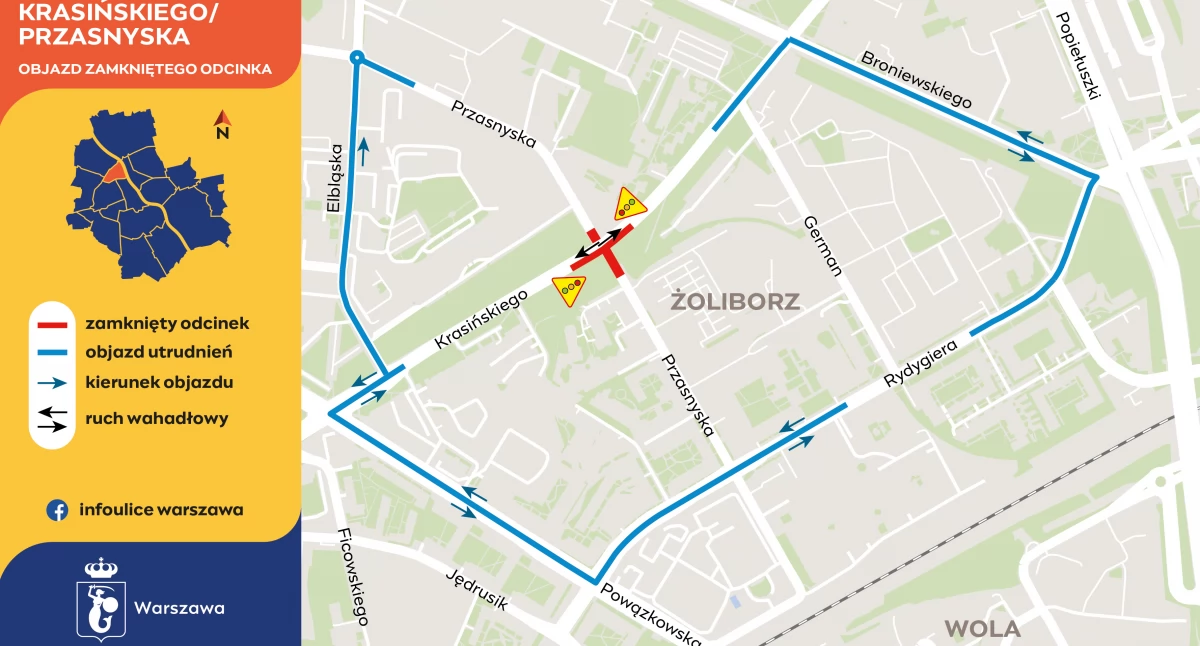 Zamknięta ulica Krasińskiego z powodu remontu