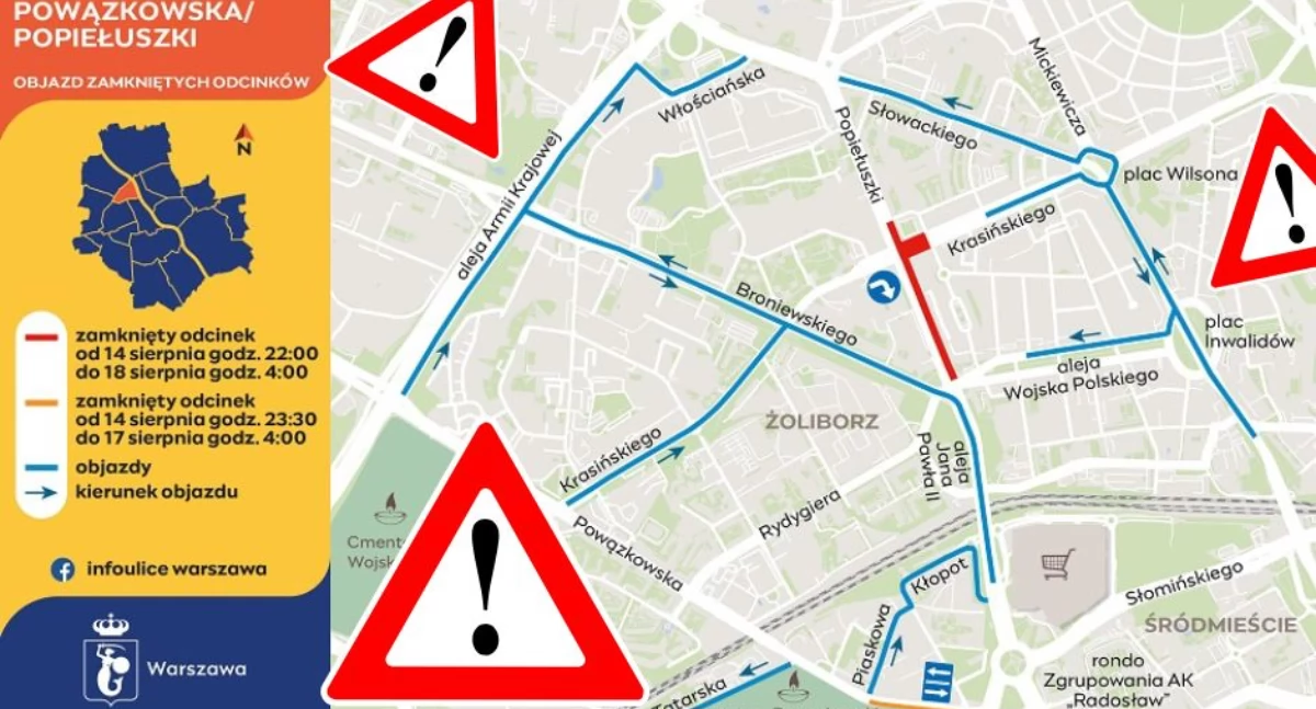 Żoliborz sparaliżowany! Rusza wielki remont Popiełuszki – kierowcy w pułapce objazdów