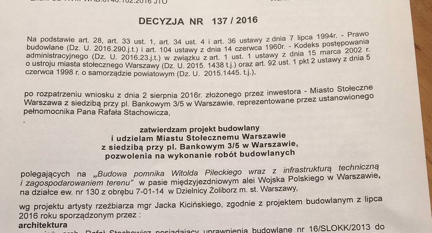 Będzie pomnik rtm. Witolda Pileckiego.