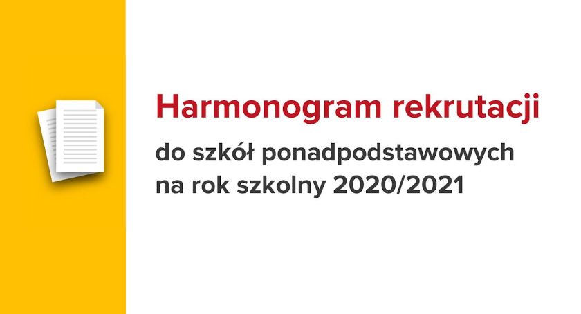 Harmonogram rekrutacji do szkół ponadpodstawowych na rok szkolny 2020/2021